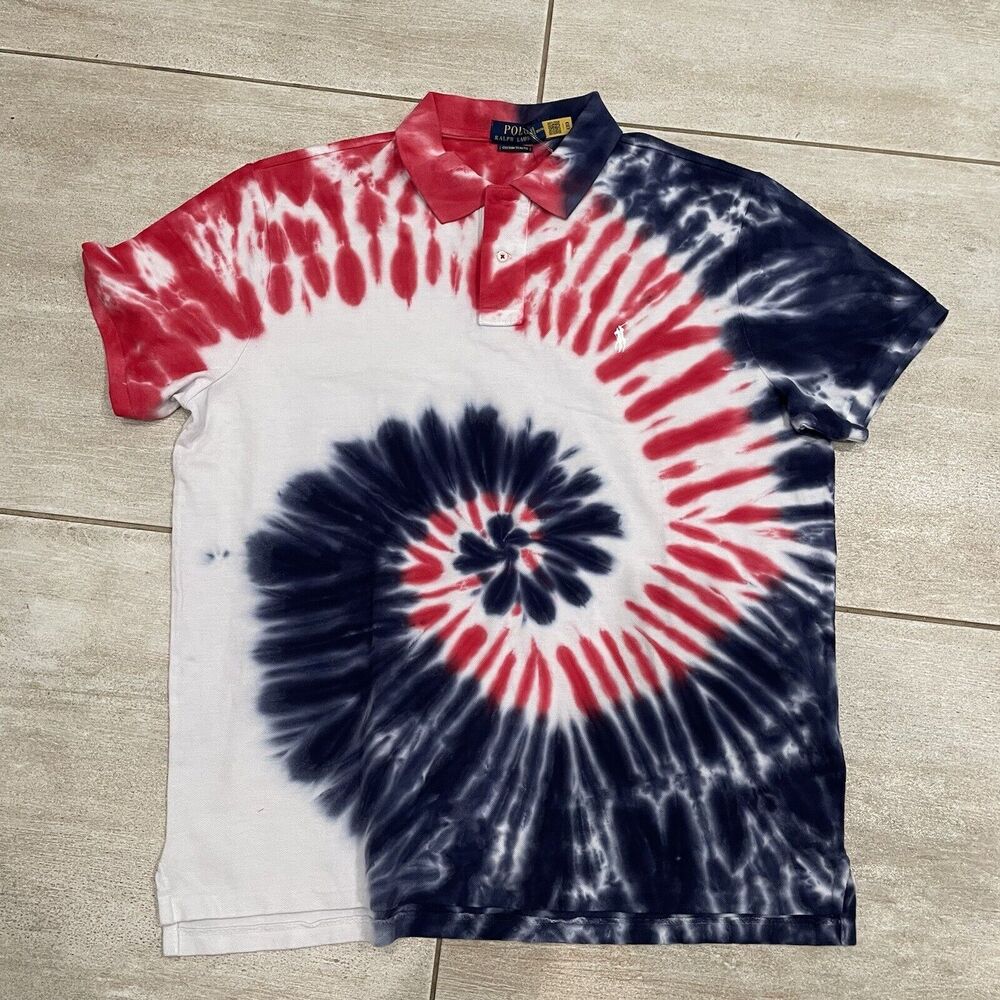 NEW WITH TAGS POLO RALPH LAUREN AMERICANA TIE DYE POLO SZ LARGE - 0039